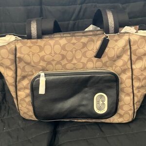 Coach Signature Tan and Black Tote NWT.
